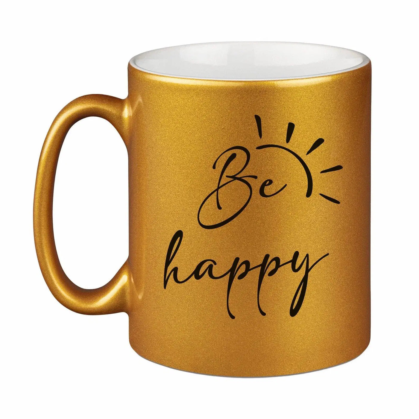 Bild: Tasse - Be happy - Metallictasse Geschenkidee