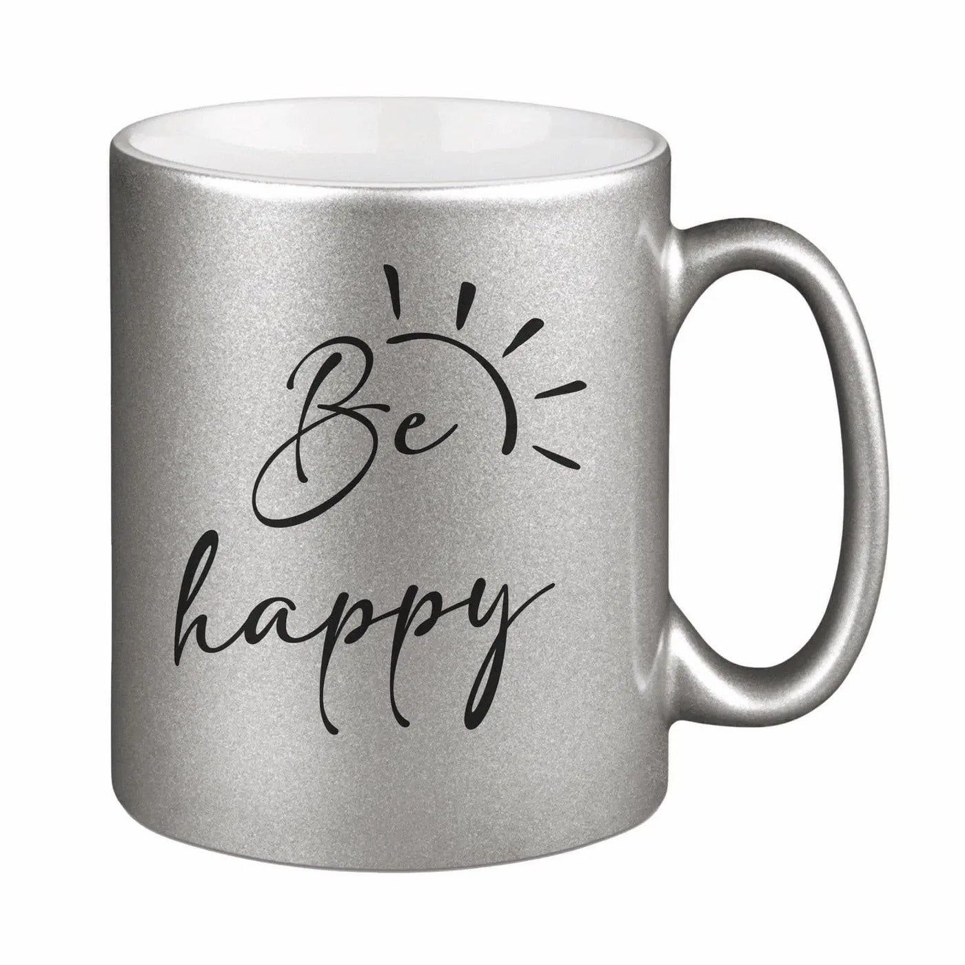 Bild: Tasse - Be happy - Metallictasse Geschenkidee