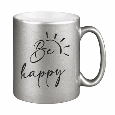 Bild: Tasse - Be happy - Metallictasse Geschenkidee
