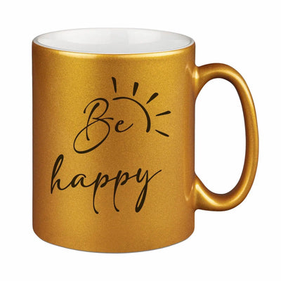 Bild: Tasse - Be happy - Metallictasse Geschenkidee