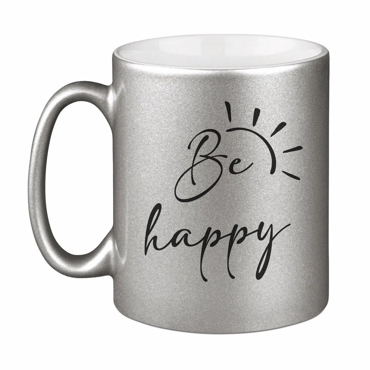 Bild: Tasse - Be happy - Metallictasse Geschenkidee