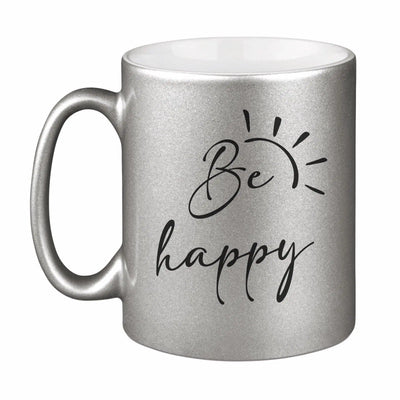 Bild: Tasse - Be happy - Metallictasse Geschenkidee