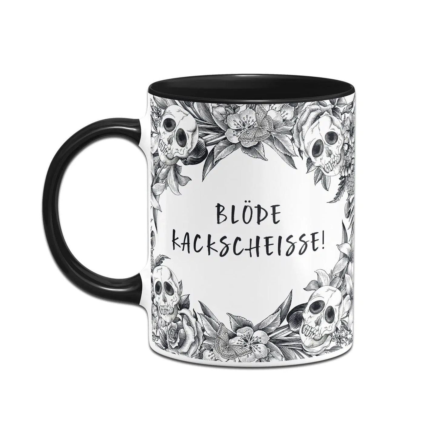 Bild: Tasse - Blöde Kackscheisse! - Skull Statement Geschenkidee
