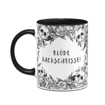 Bild: Tasse - Blöde Kackscheisse! - Skull Statement Geschenkidee