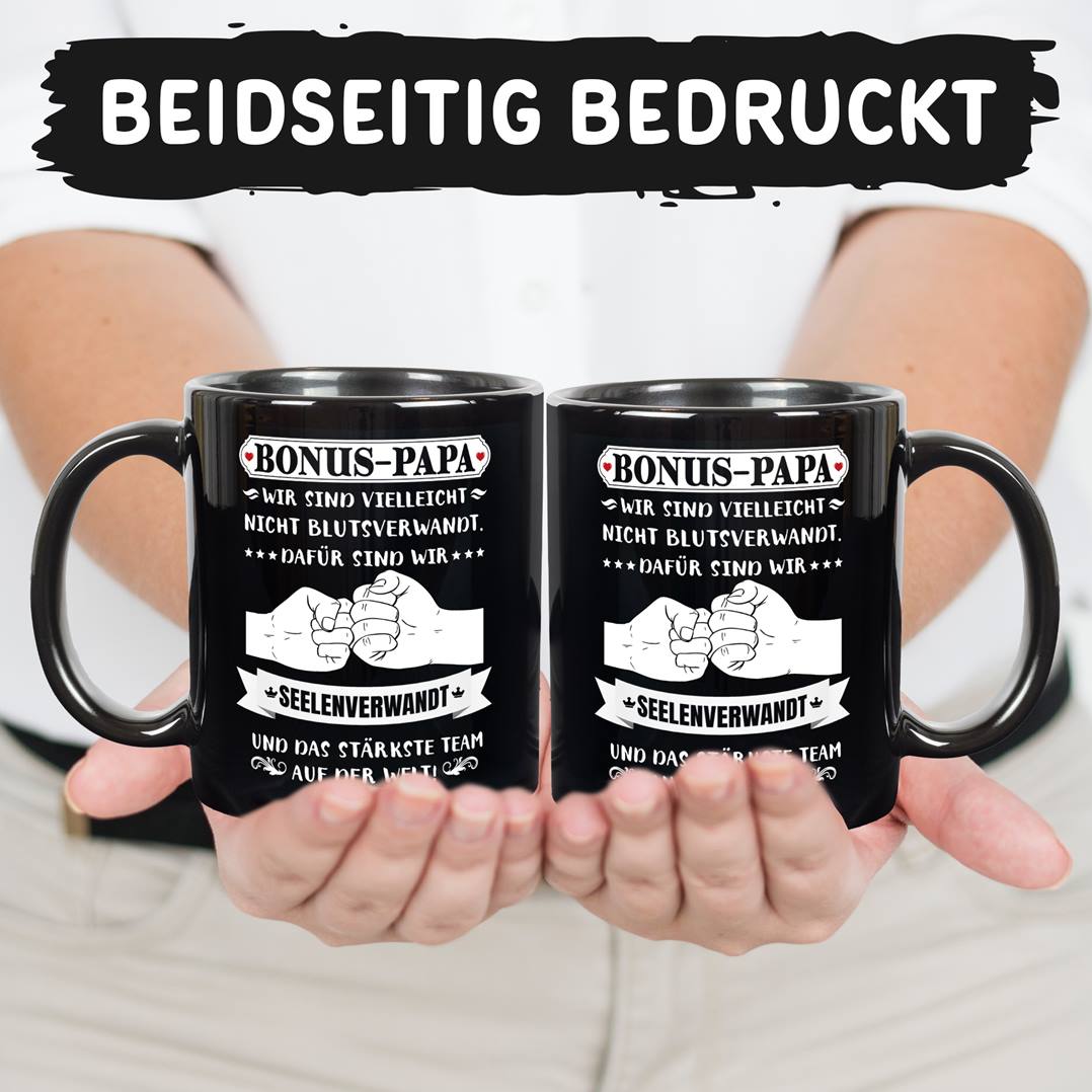 Tasse - Bonus Papa - Wir sind nicht blutsverwandt, dafür seelenverwandt - BL