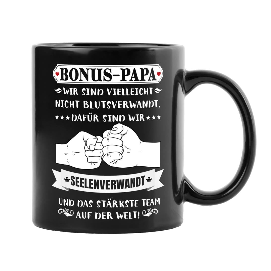Tasse - Bonus Papa - Wir sind nicht blutsverwandt, dafür seelenverwandt - BL