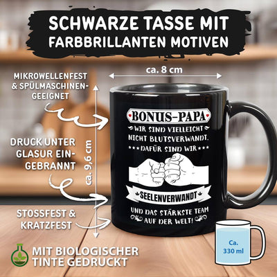 Tasse - Bonus Papa - Wir sind nicht blutsverwandt, dafür seelenverwandt - BL