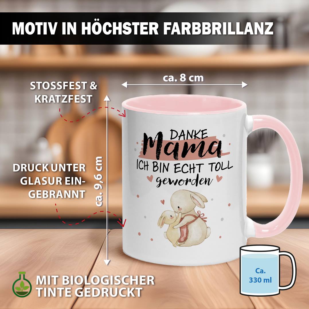 Tasse - Danke Mama, ich bin echt toll geworden (Hasen)