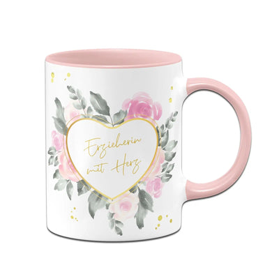 Bild: Tasse - Erzieherin mit Herz (grün umrandet) Geschenkidee