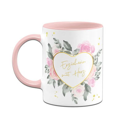 Bild: Tasse - Erzieherin mit Herz (grün umrandet) Geschenkidee