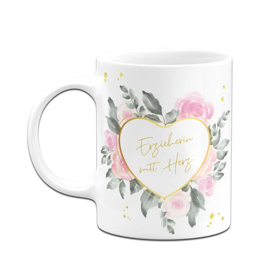 Bild: Tasse - Erzieherin mit Herz (grün umrandet) Geschenkidee