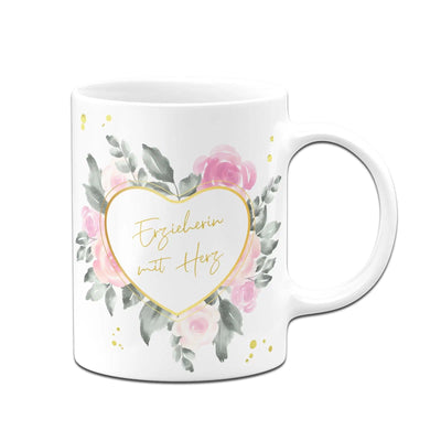 Bild: Tasse - Erzieherin mit Herz (grün umrandet) Geschenkidee