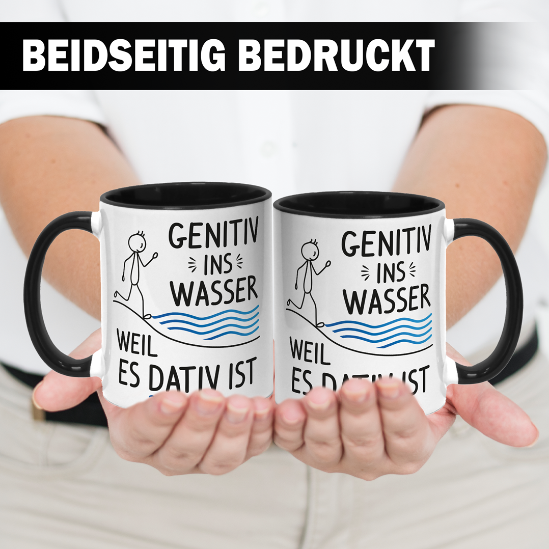 Tasse - Genitiv ins Wasser, weil es Dativ ist