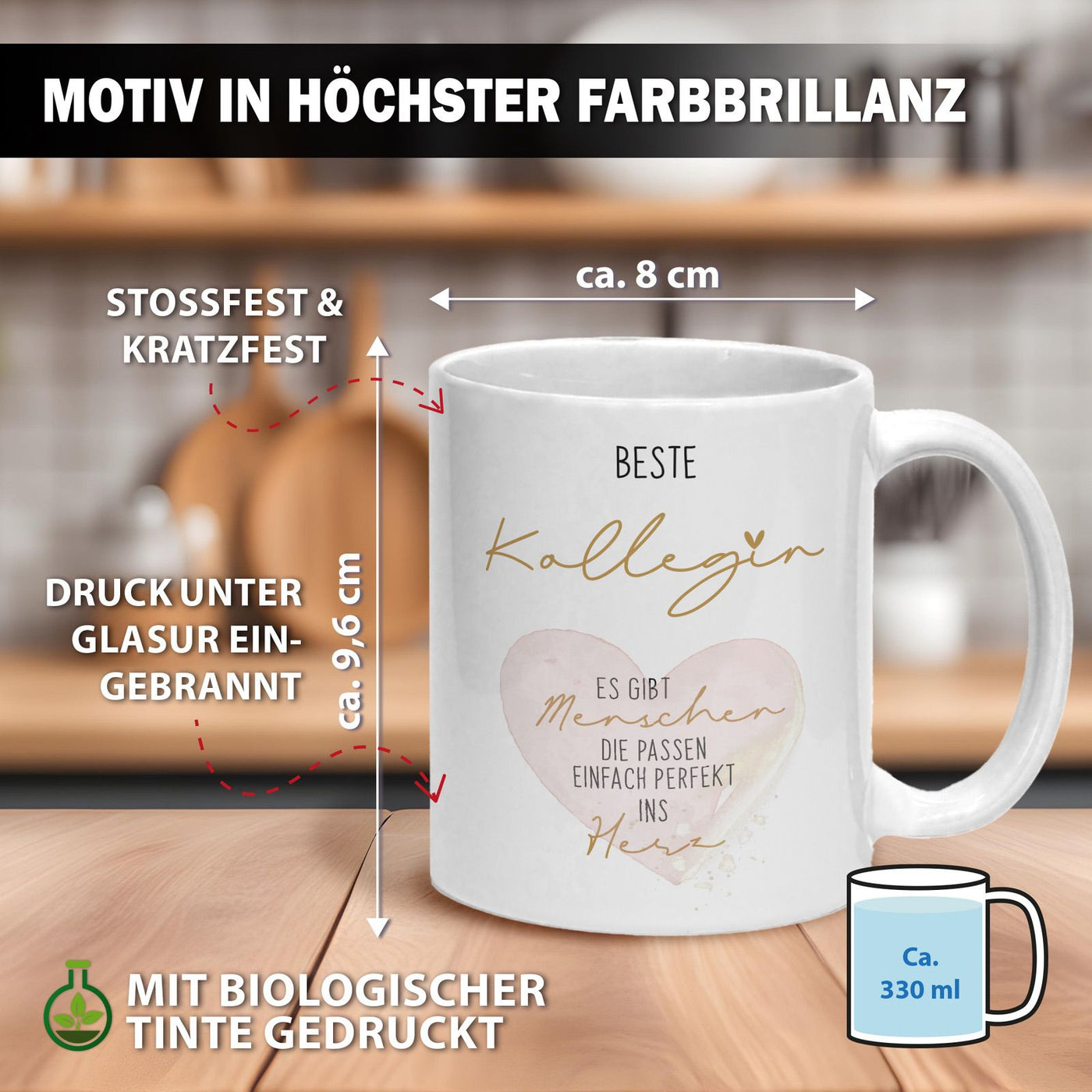 Tasse - Beste Kollegin - Es gibt Menschen die passen einfach perfekt ins Herz