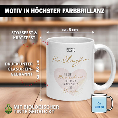 Tasse - Beste Kollegin - Es gibt Menschen die passen einfach perfekt ins Herz