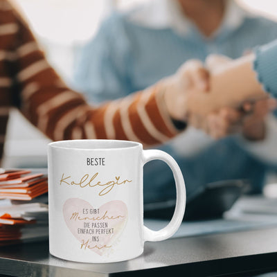 Tasse - Beste Kollegin - Es gibt Menschen die passen einfach perfekt ins Herz