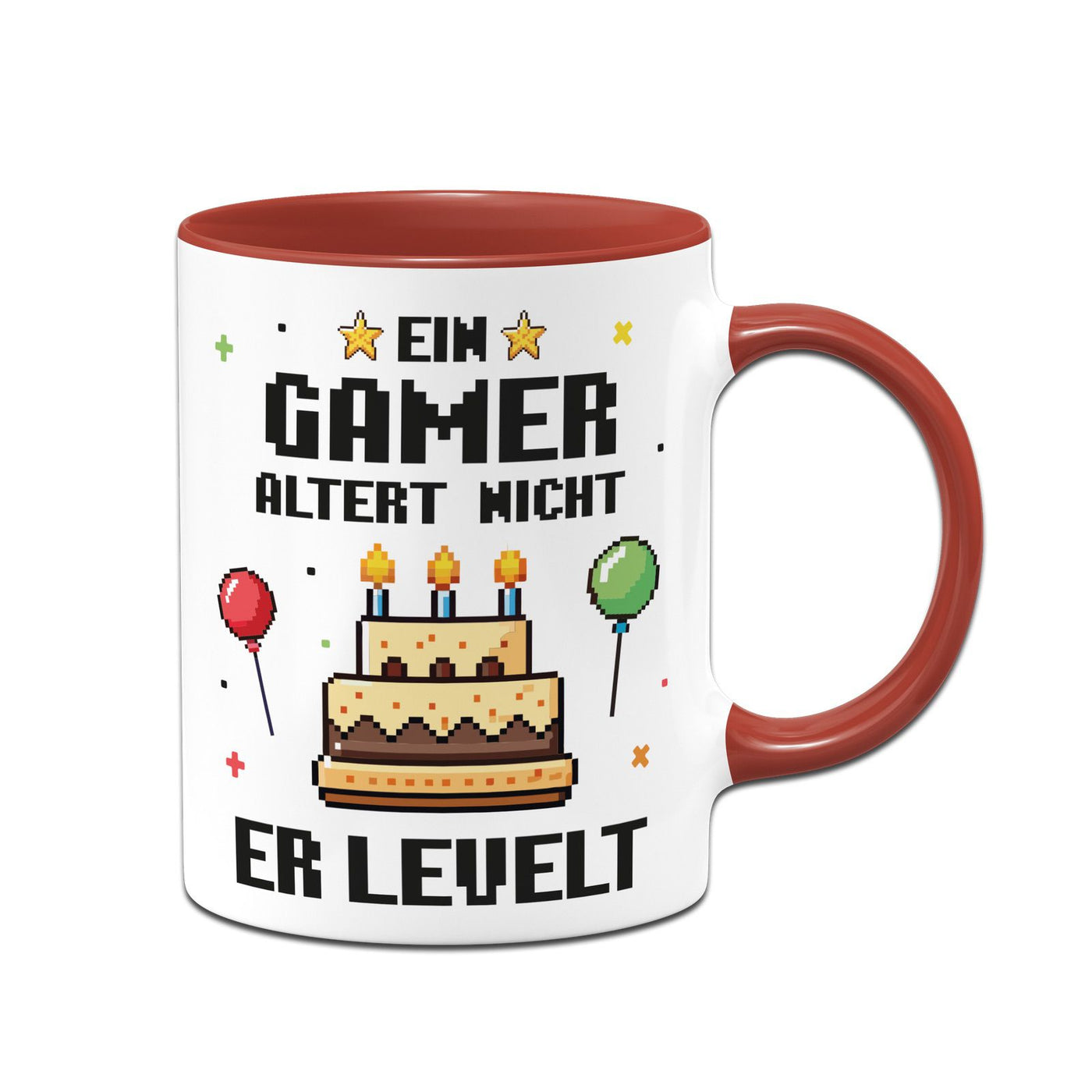 Tasse - Ein Gamer altert nicht er levelt (Pixel Style)