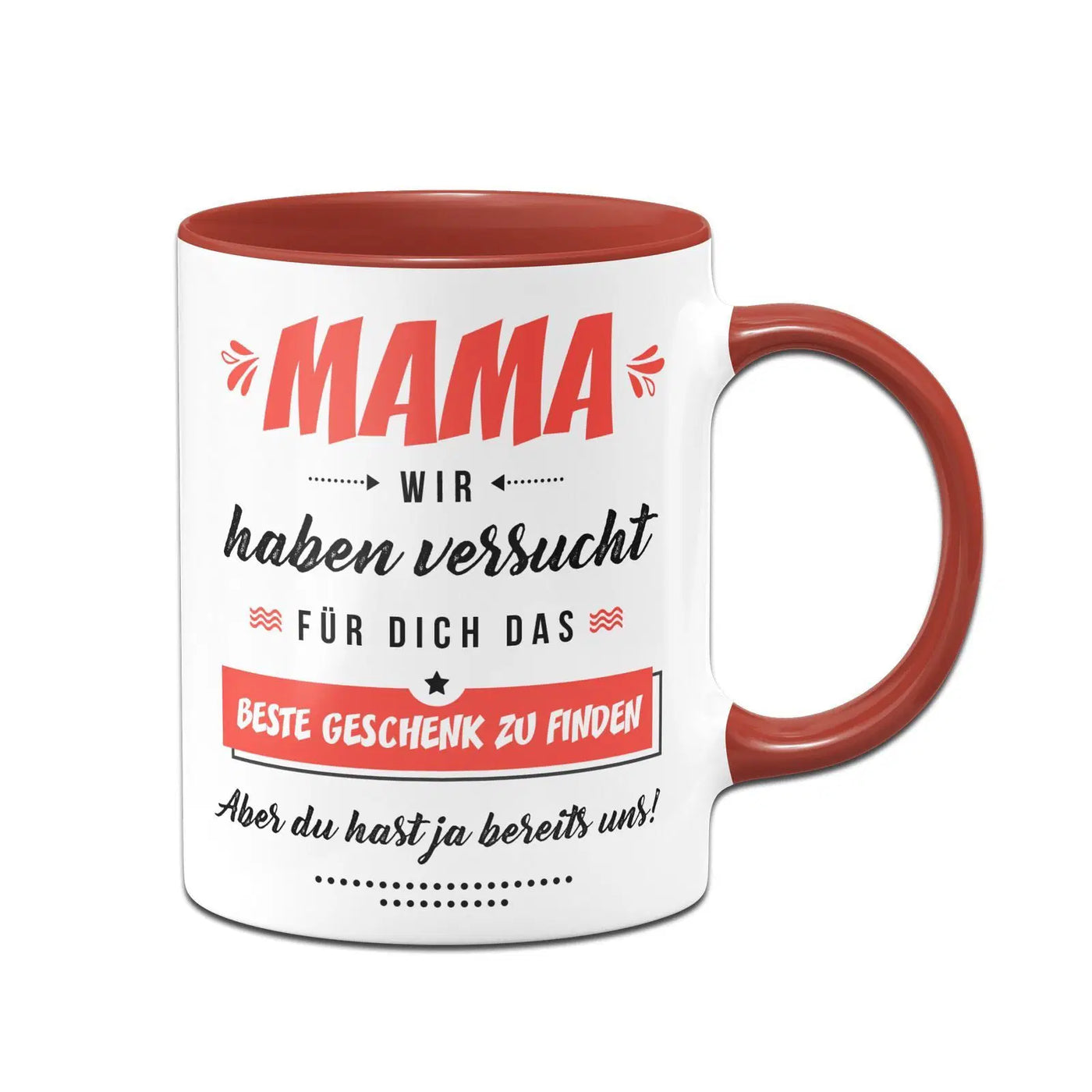 Bild: Tasse - Mama wir haben versucht für Dich das beste Geschenk zu finden. Aber Du hast ja bereits uns! Geschenkidee