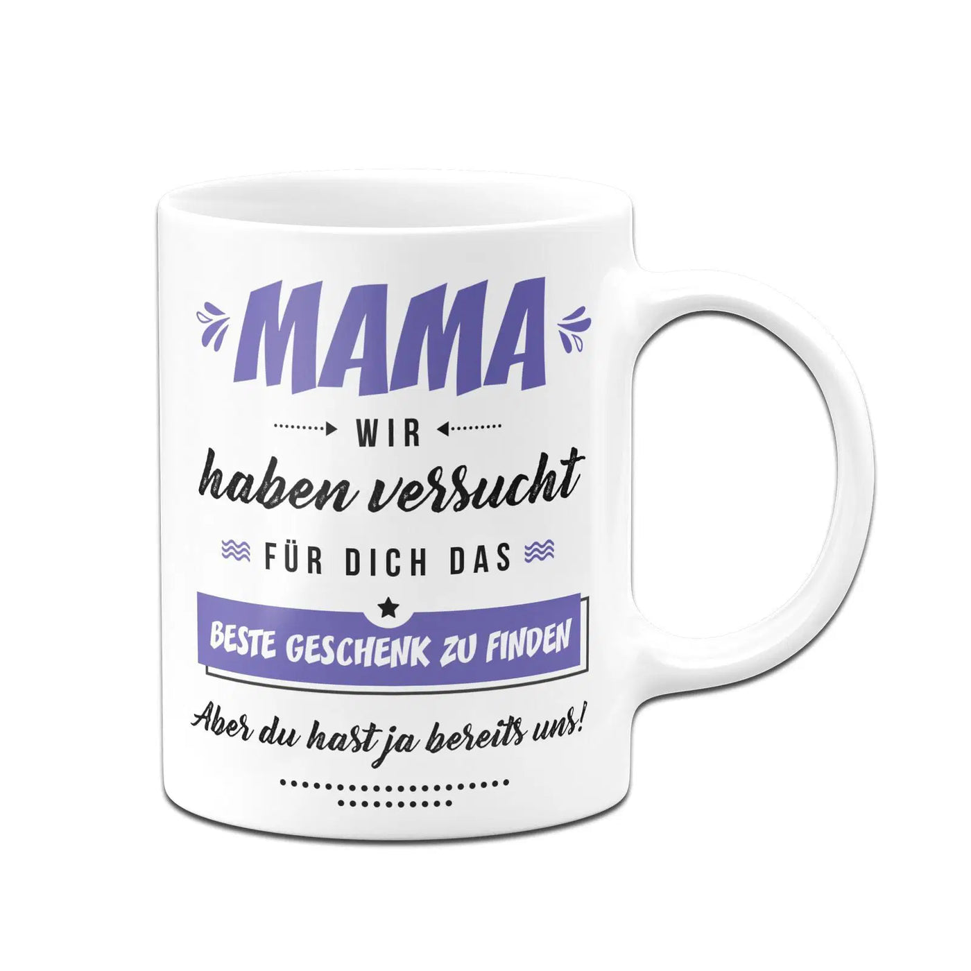 Bild: Tasse - Mama wir haben versucht für Dich das beste Geschenk zu finden. Aber Du hast ja bereits uns! Geschenkidee