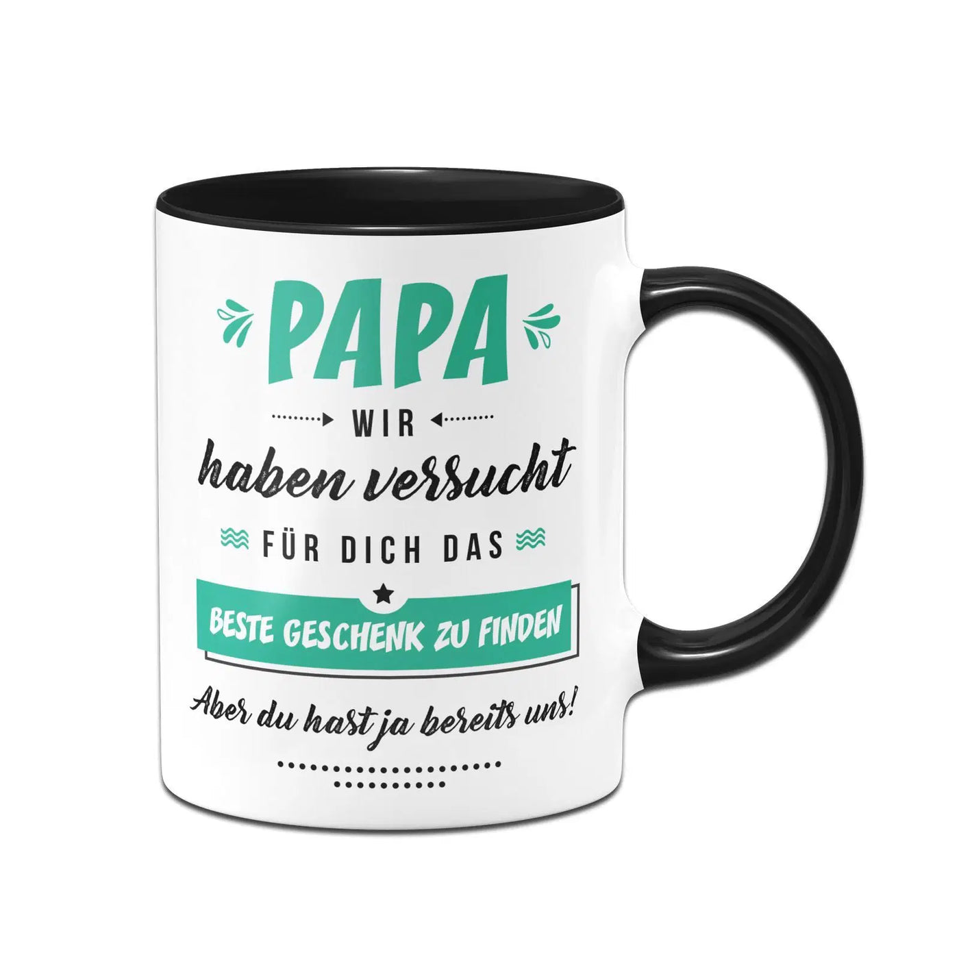 Bild: Tasse - Papa wir haben versucht für Dich das beste Geschenk zu finden. Aber Du hast ja bereits uns! Geschenkidee