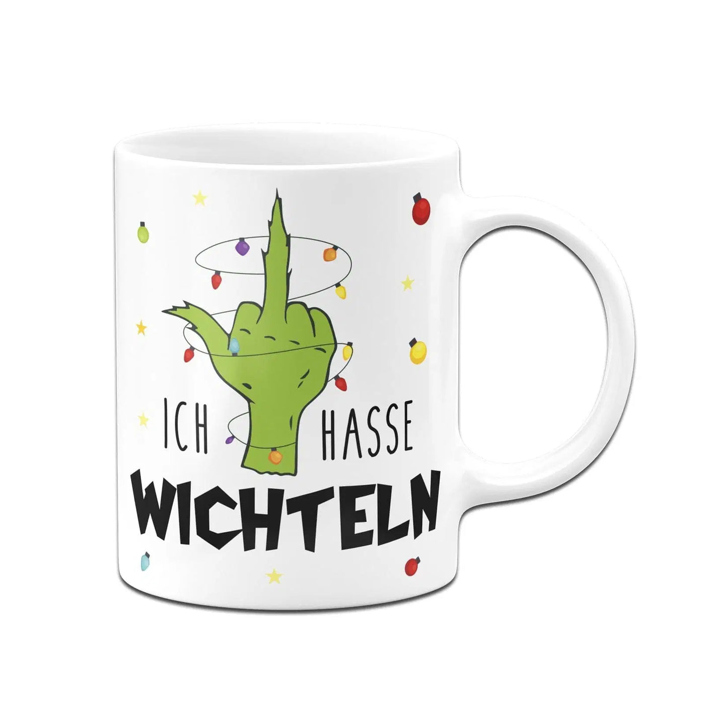 Bild: Tasse - Grinch - Ich hasse Wichteln (Mittelfinger) Geschenkidee