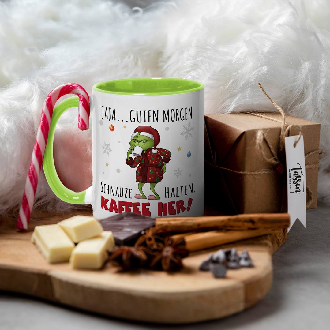Tasse - Grinch - Jaja, Guten Morgen! Schnauze halten, Kaffee her!
