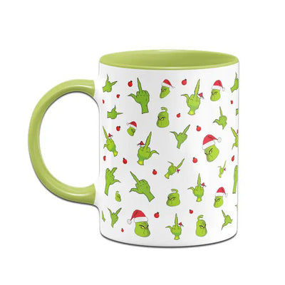 Bild: Tasse - Grinch mit Gesicht und Mittelfinger (Rundumdruck) Geschenkidee