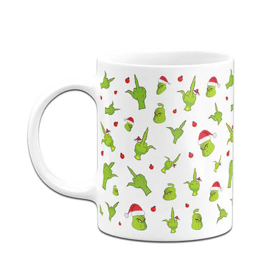 Bild: Tasse - Grinch mit Gesicht und Mittelfinger (Rundumdruck) Geschenkidee