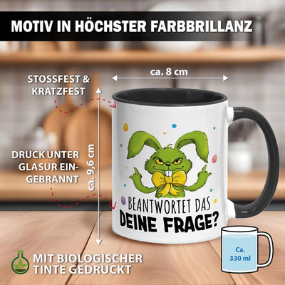 Tasse - Grinch Osterhase - Beantwortet das Deine Frage? (Mittelfinger)