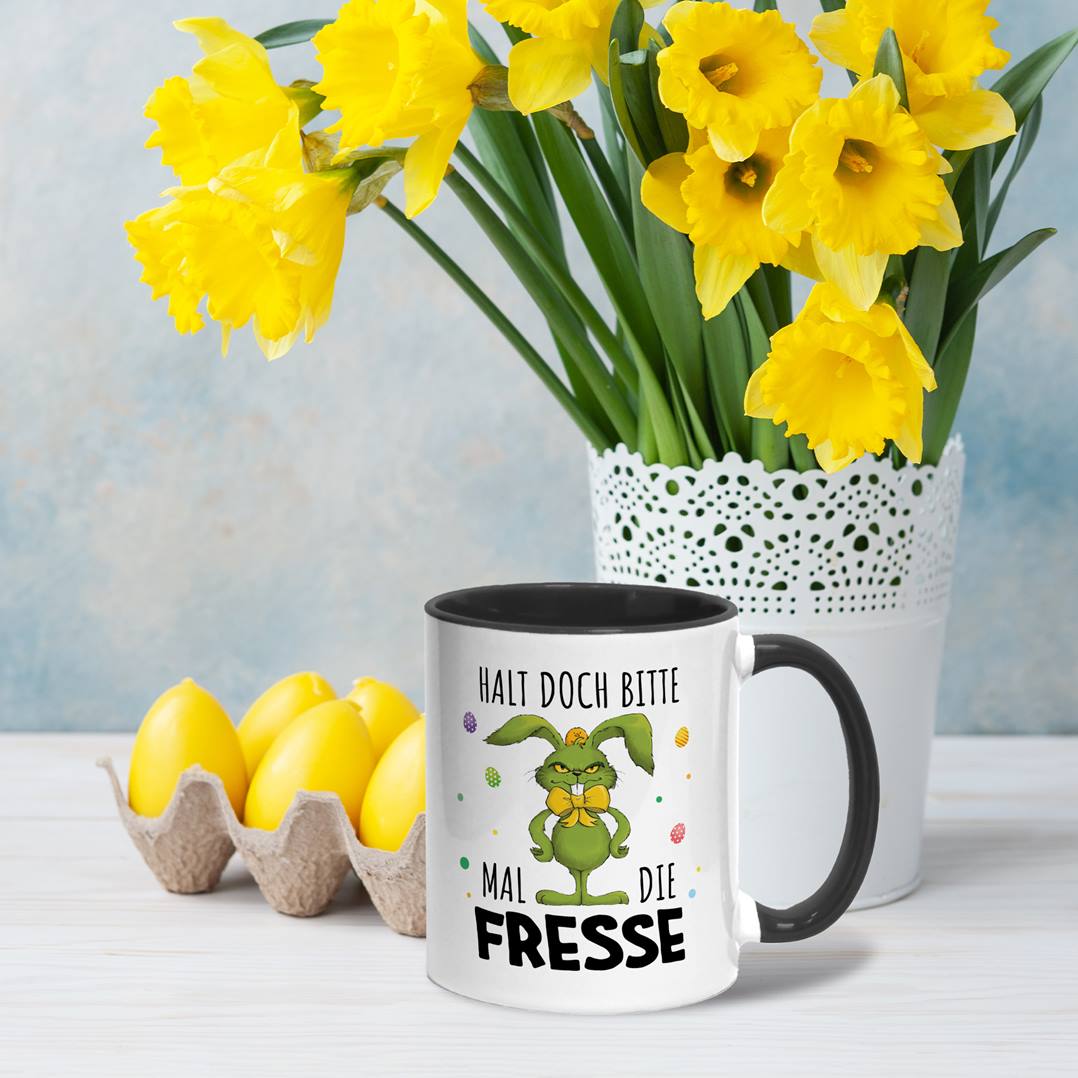 Tasse - Grinch Osterhase - Halt doch bitte mal die Fresse