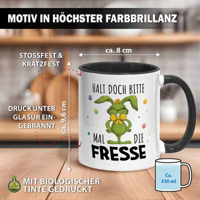 Tasse - Grinch Osterhase - Halt doch bitte mal die Fresse