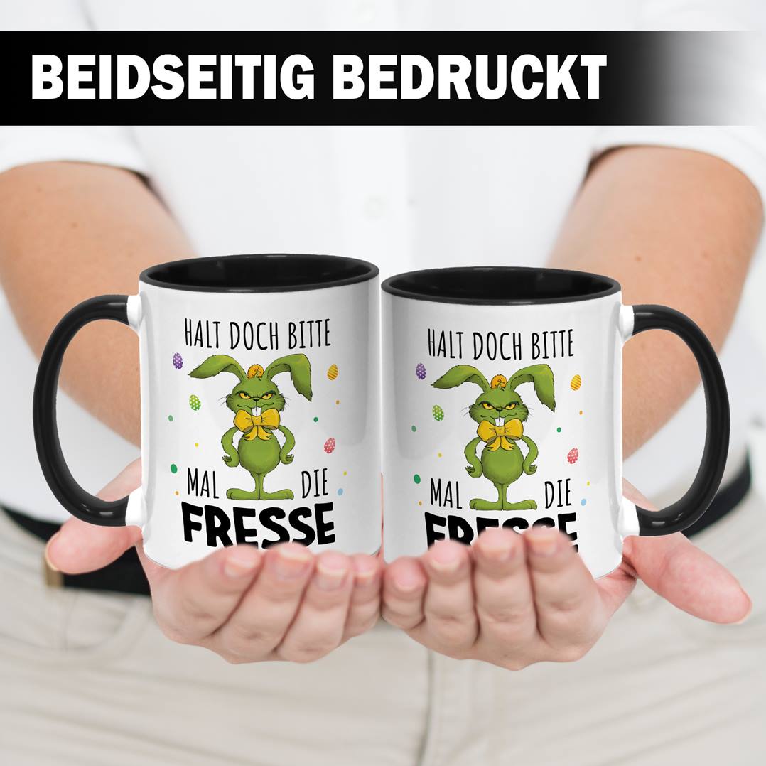 Tasse - Grinch Osterhase - Halt doch bitte mal die Fresse