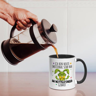 Tasse - Grinch Osterhase - Ich bin heute emotional sehr nah am Mittelfinger gebaut