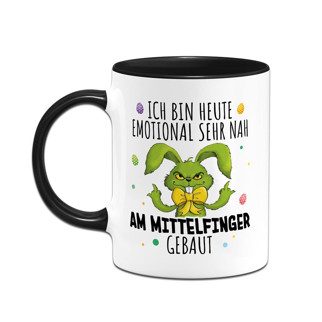 Tasse - Grinch Osterhase - Ich bin heute emotional sehr nah am Mittelfinger gebaut