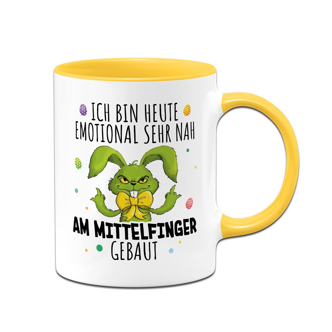 Tasse - Grinch Osterhase - Ich bin heute emotional sehr nah am Mittelfinger gebaut