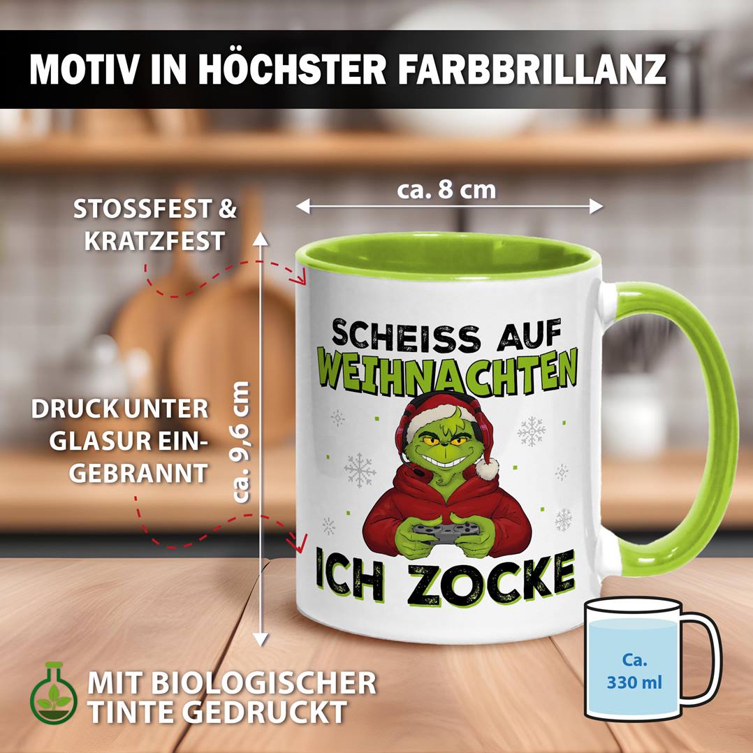 Tasse - Grinch - Scheiß auf Weihnachten, ich zocke