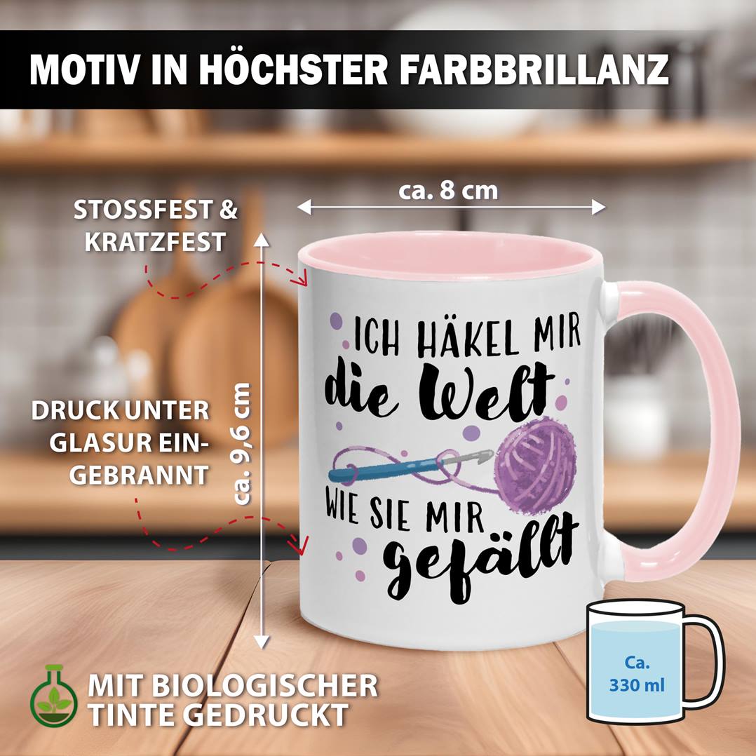 Tasse - Ich häkel mir die Welt, wie sie mir gefällt!