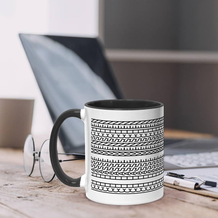 Tasse Humoristique OM3 'Ich Hasse Menschen' 325 Ml - Céramique Noire - Impression Recto-verso - Passe Au Lave-vaisselle