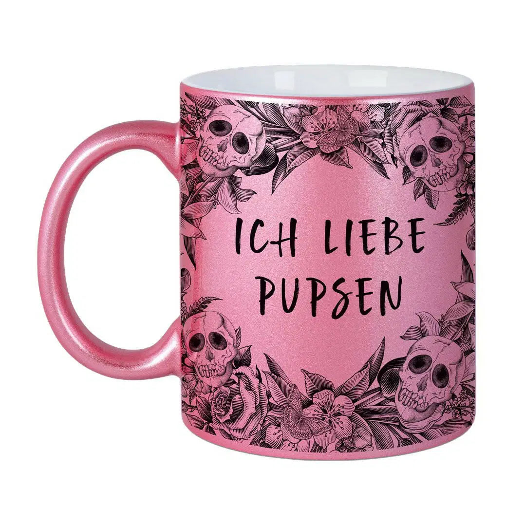 Bild: Tasse - Ich liebe pupsen - Skull Statement Metallic-Edition Geschenkidee