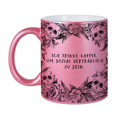 Bild: Tasse - Ich trinke Kaffee, um sozial verträglich zu sein. - Skull Statement Metallic-Edition Geschenkidee