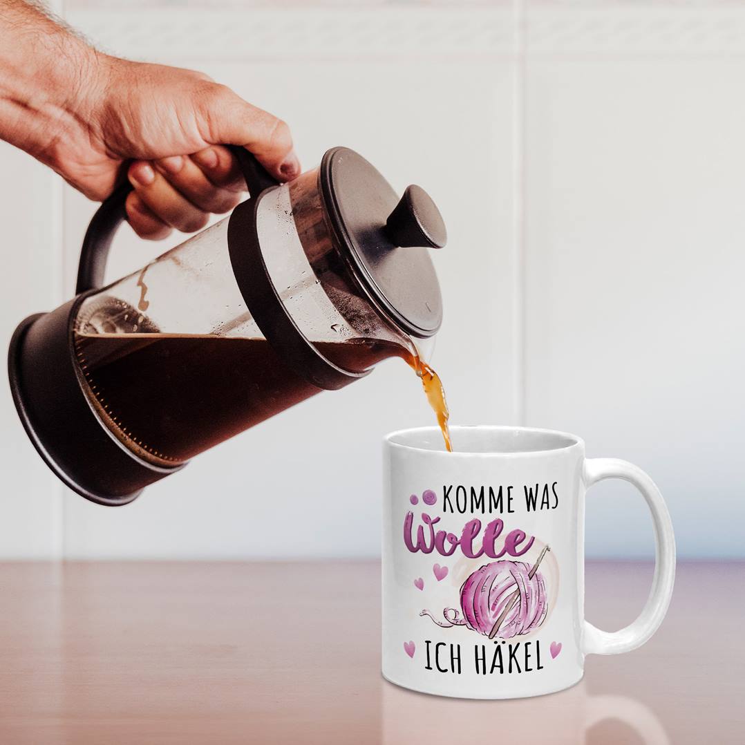 Tasse - Komme was Wolle, ich häkel