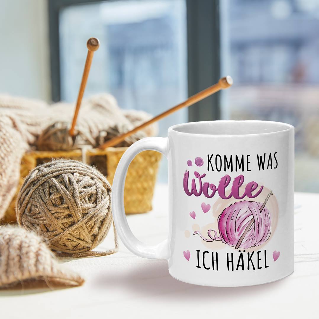 Tasse - Komme was Wolle, ich häkel