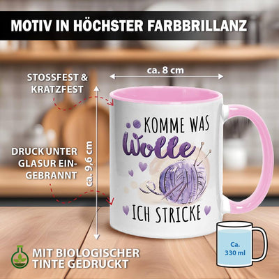 Tasse - Komme was Wolle, ich stricke