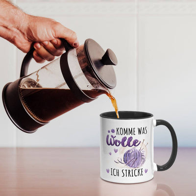 Tasse - Komme was Wolle, ich stricke