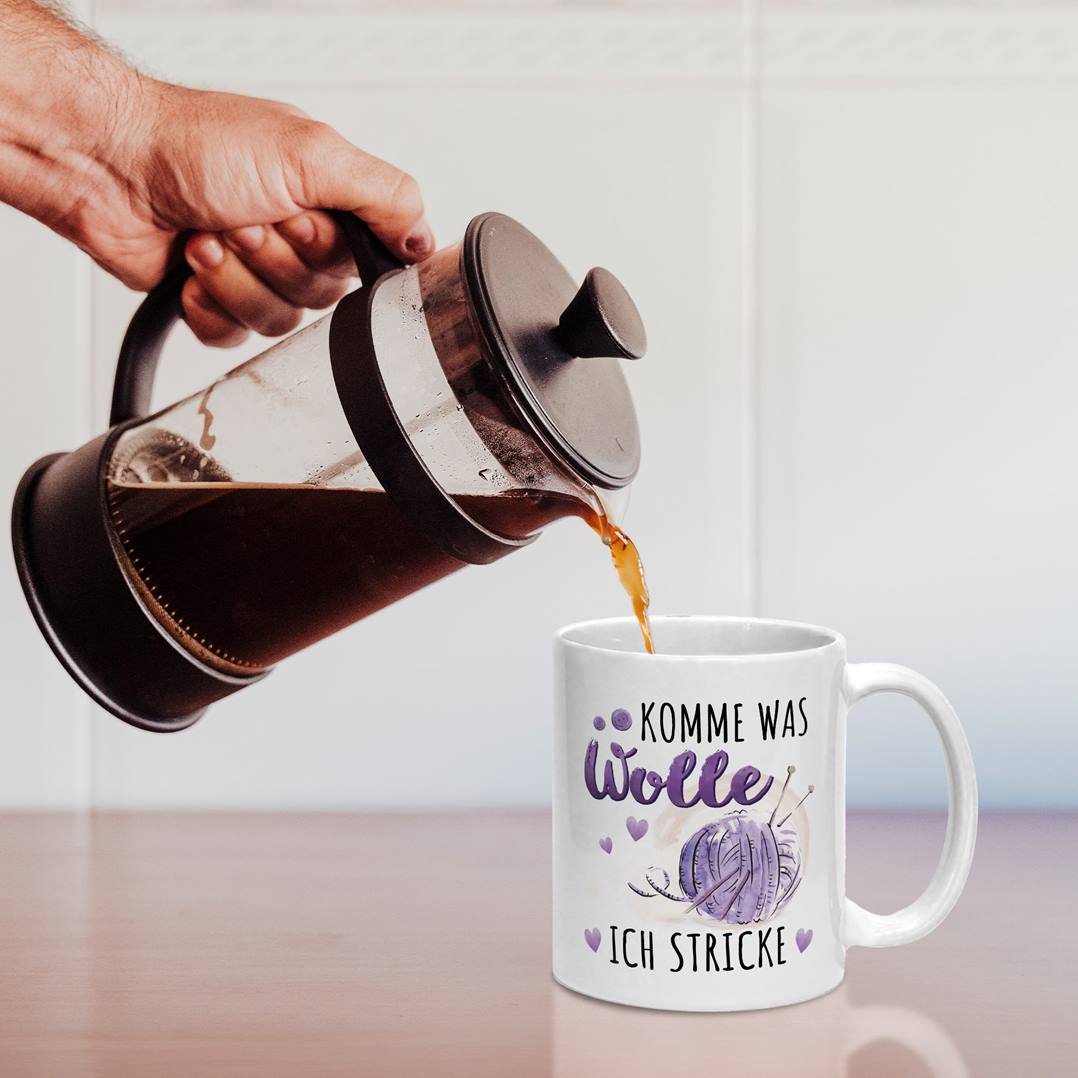 Tasse - Komme was Wolle, ich stricke