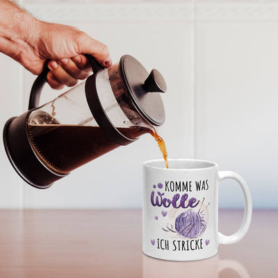 Tasse - Komme was Wolle, ich stricke