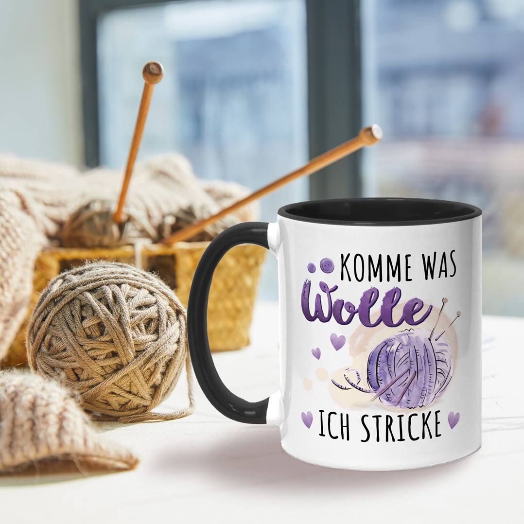 Tasse - Komme was Wolle, ich stricke