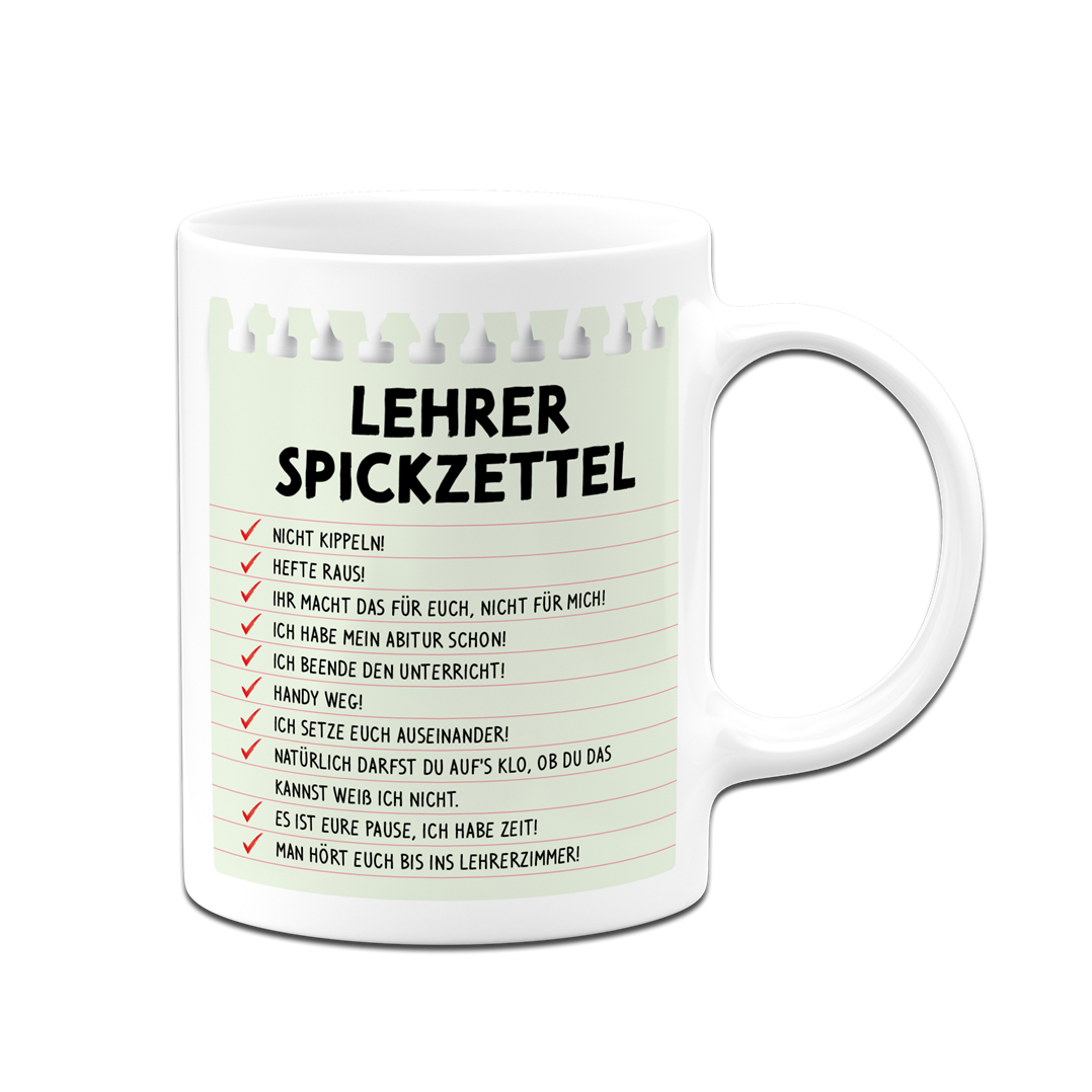 Tasse - Lehrer Spickzettel