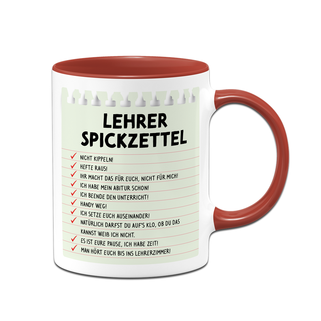 Tasse - Lehrer Spickzettel