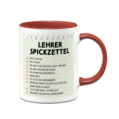 Tasse - Lehrer Spickzettel